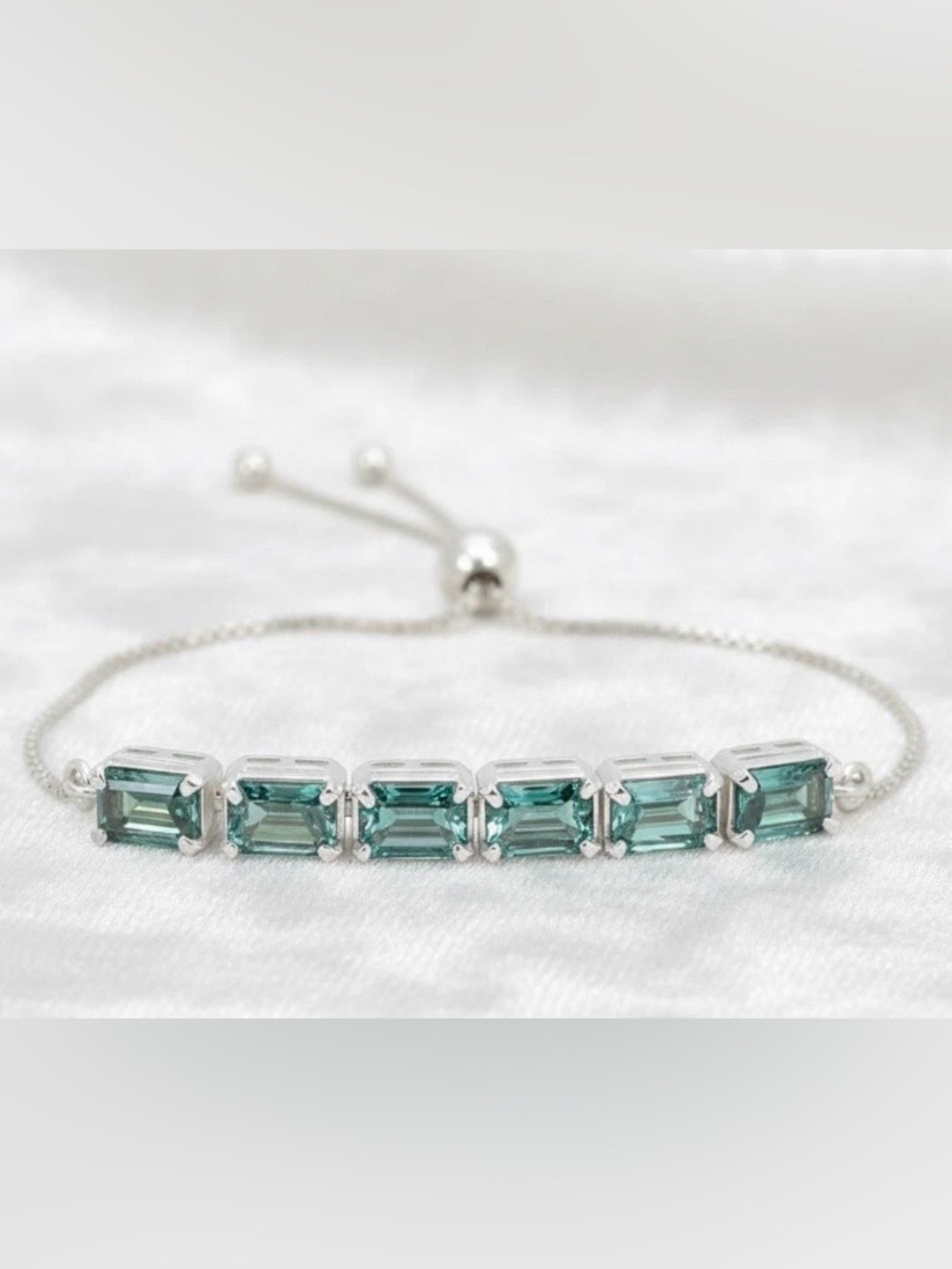 6ct Genuine Diamond Bracelet adjustable Sterling Silver 925  Green